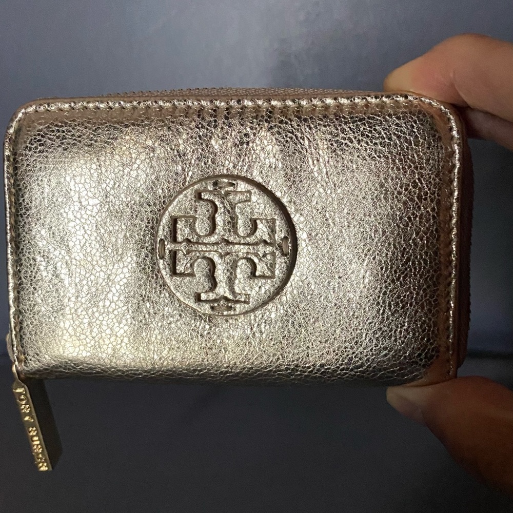 Authentic TORY BURCH metallic card holder wallet
